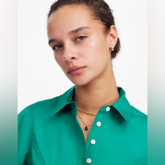 NWT Madewell Seamed Long-Sleeve Mini Shirtdress in Poplin - Picture 5 of 10